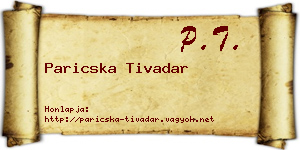 Paricska Tivadar névjegykártya